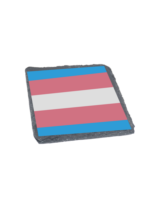 Trans Pride Flag Slate Coaster Resin Print