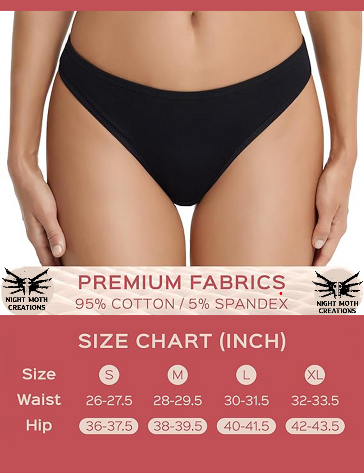Black Cotton Thong, Goetia Sigils Soft Seamless Design
