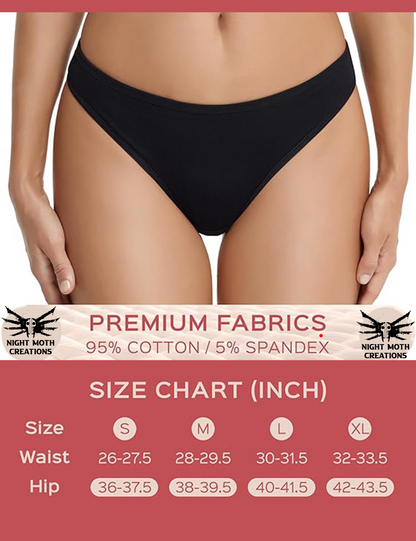 Black Cotton Thong, Goetia Sigils Soft Seamless Design