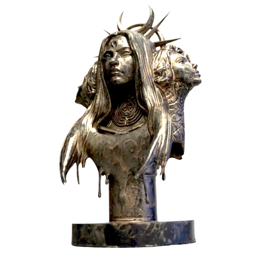 Triple Hecate Bust | Three Faced Hekate Sculpture | Melted Face Goddess Statue | Greek Mythology Bust | Dark Surreal Decor | Multiple Colors & Sizes