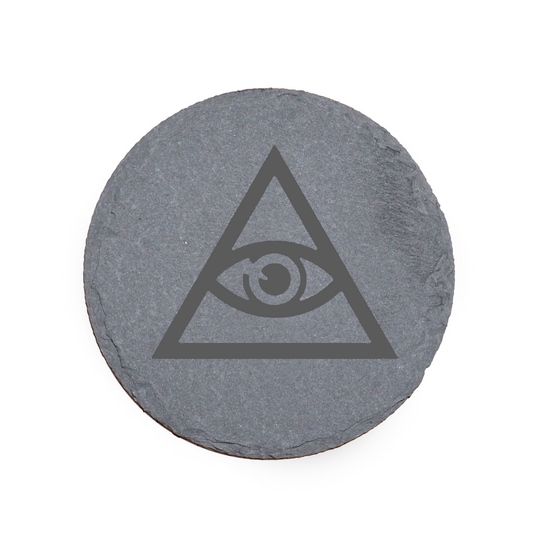 The All Seeing Eye Slate Coaster Anti Slip Legs Laser Engraved